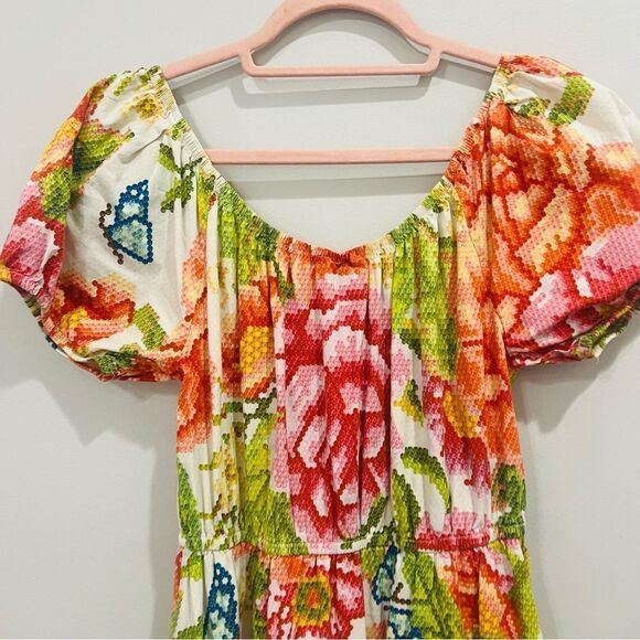 Farm Rio colorful tropical printed Macie Tiered Maxi Dress size medium - Picture 6 of 11